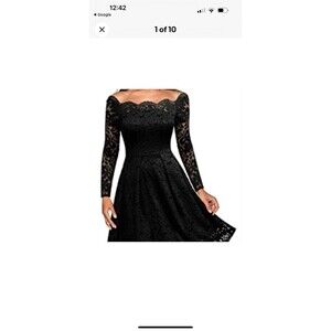Miss May Black Lace Off-Shoulder Dress Women’s XL – Retro Cocktail Party Midi